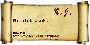 Mihalek Janka névjegykártya